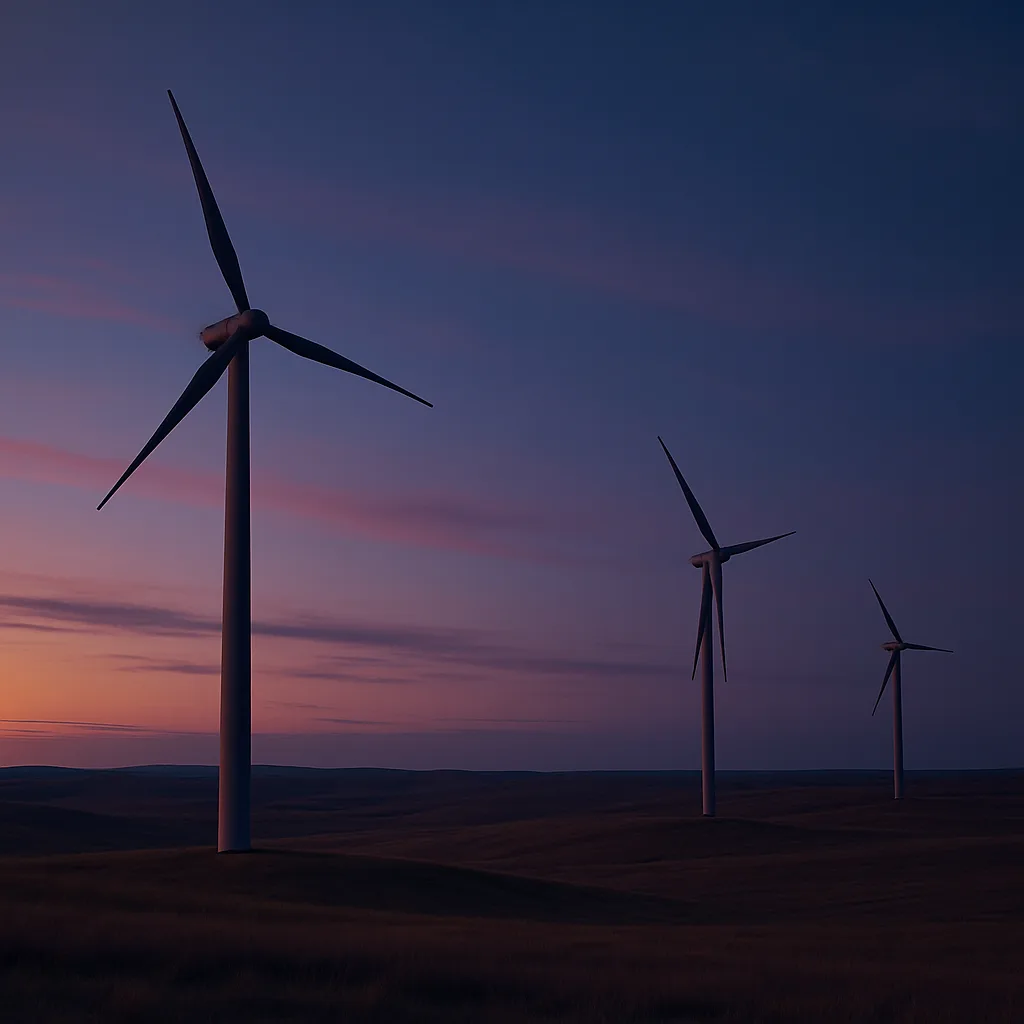 Few Solitary Wind Turbines Stand Starkly