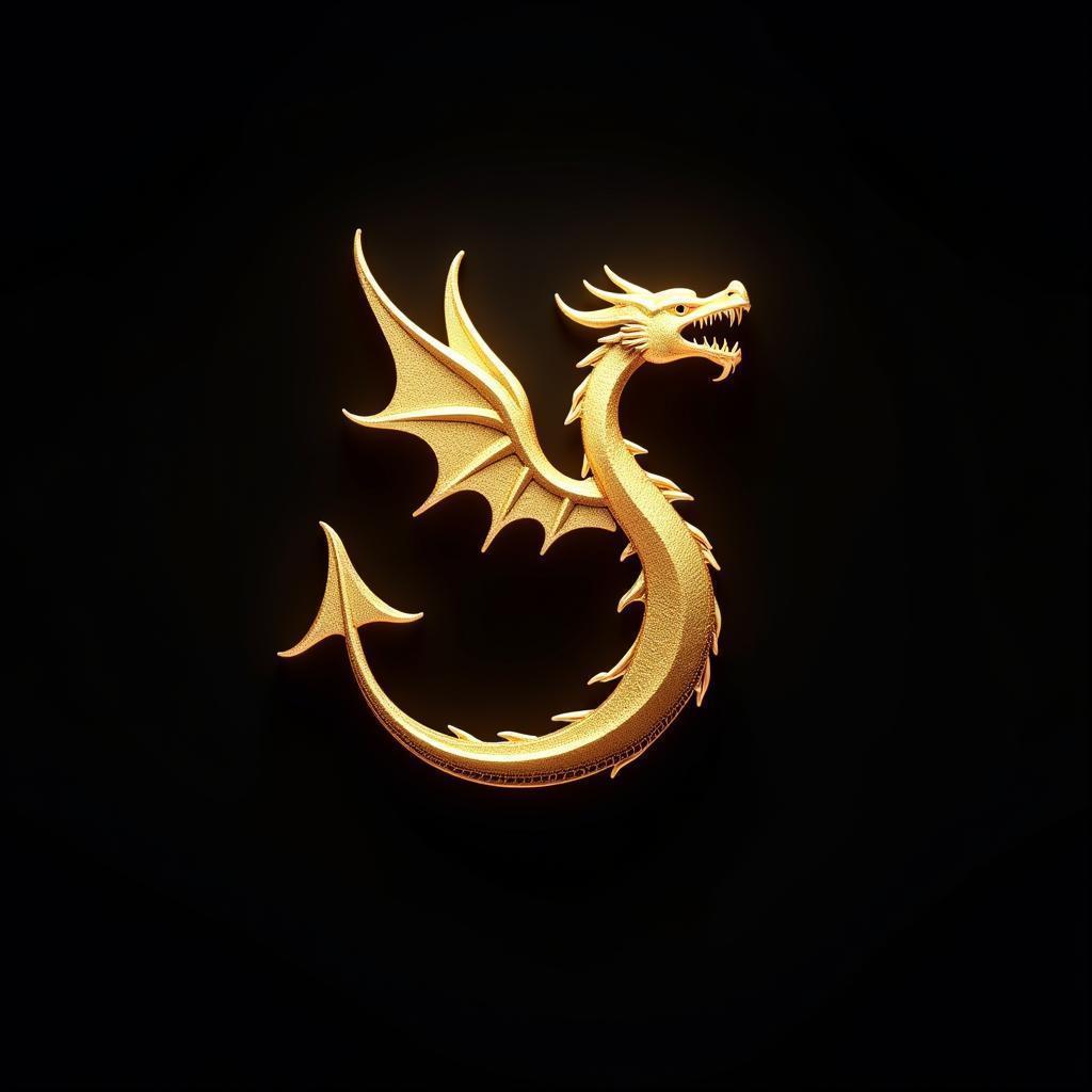 Sleek Gold Dragon Logo With Floating Tears