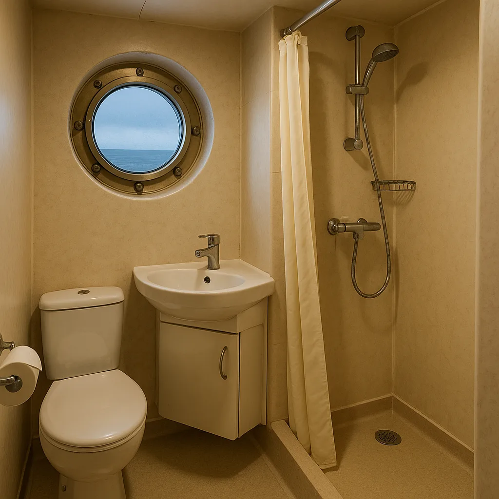 Small Ship's Bathroom with a Circular Porthole