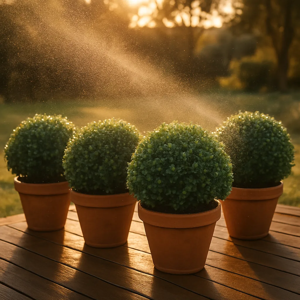 Four Circular Potted Plants