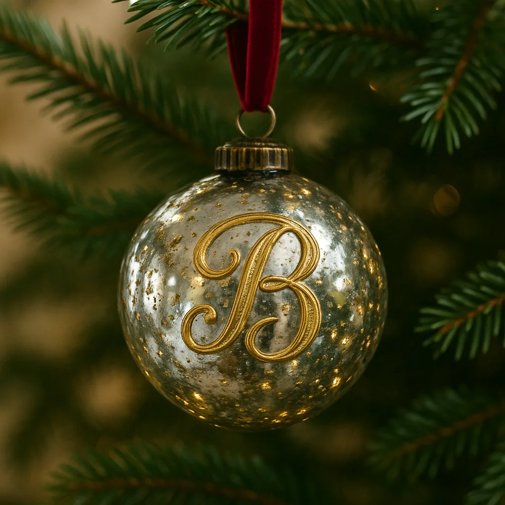 Shiny DIY Mercury Glass Christmas Ornament with Gold Accents