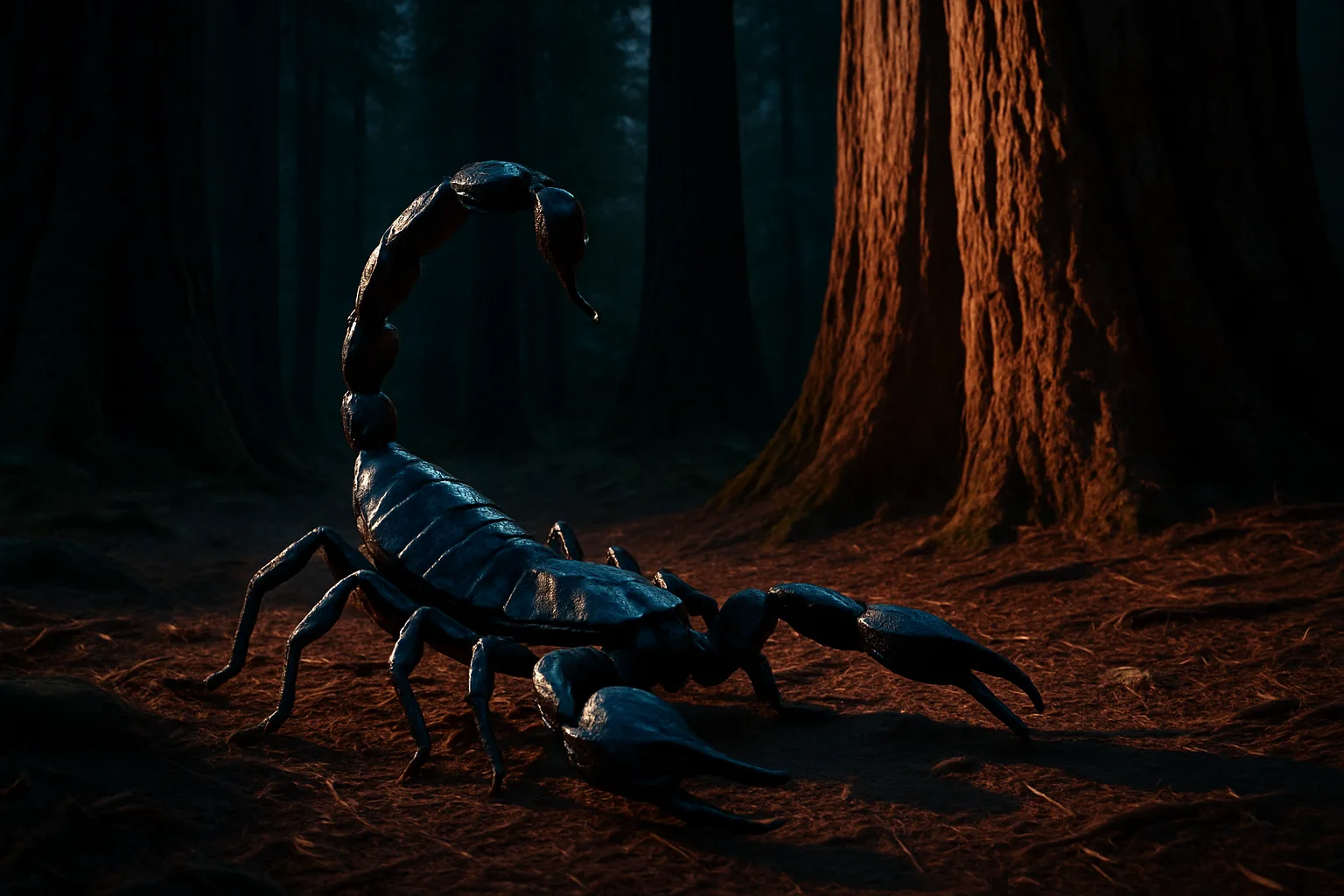Single Scorpion—its Form a Striking Metallic Blue-black