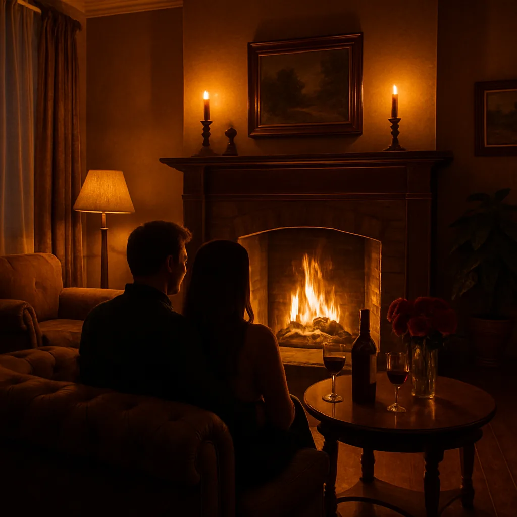 Cozy Glow Radiated from the Fireplace