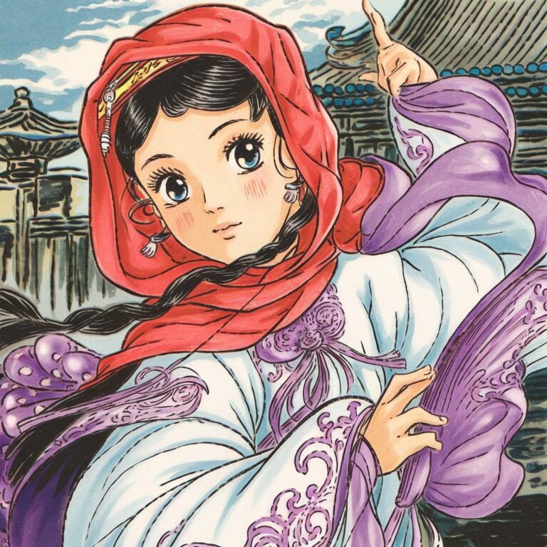 Vintage Manga Illustration of Chinese Girl