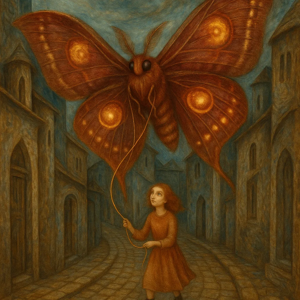 Young Girl Strolls Through a Winding Alley Paved with Cobblestones