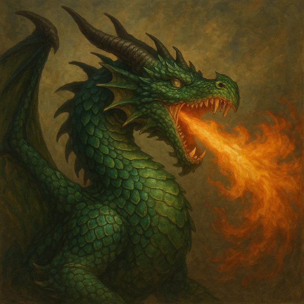 Mythical Creature Covered in Emerald-green Scales