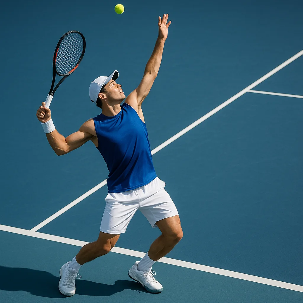 Tennis Player in a Blue Sleeveless Shirt
