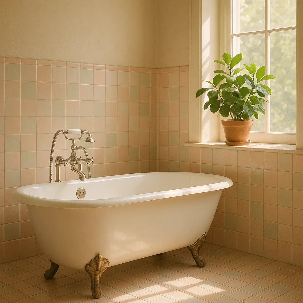 Peaceful Bathroom Setting Featuring a Classic Clawfoot Tub