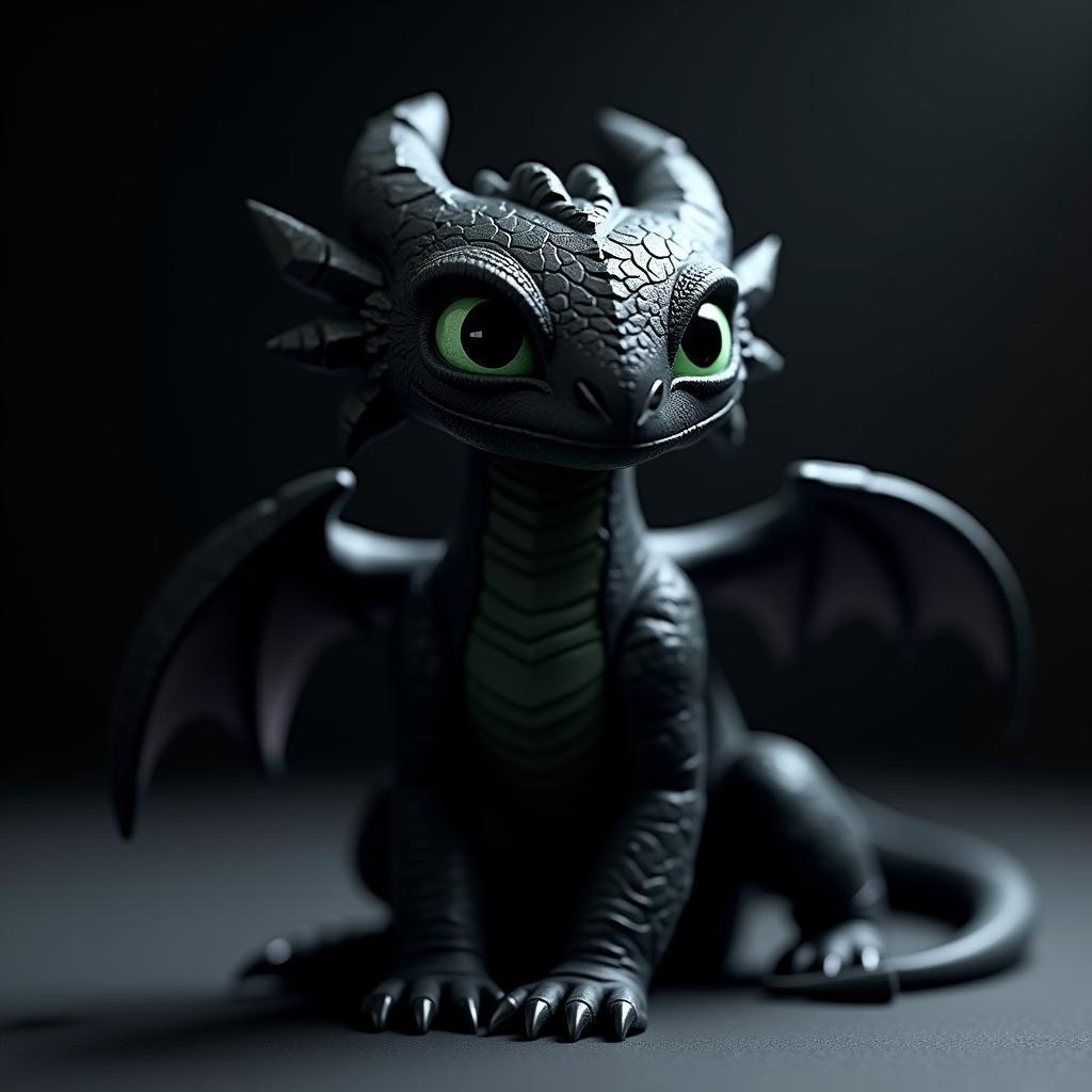 Toothless Dragon Model in Dramatic Chiaroscuro