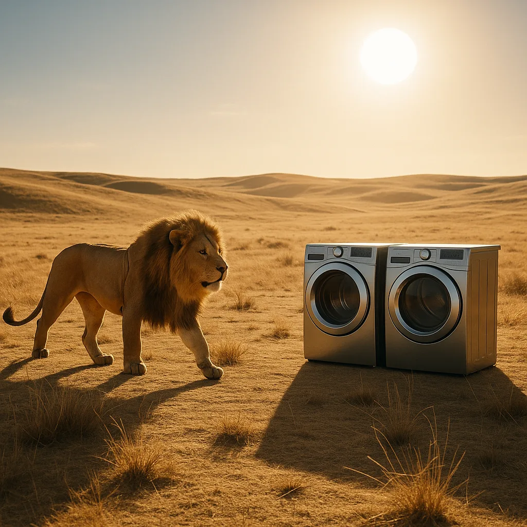 Noble Lion with a Mane Glowing Like the Sunlight Moves