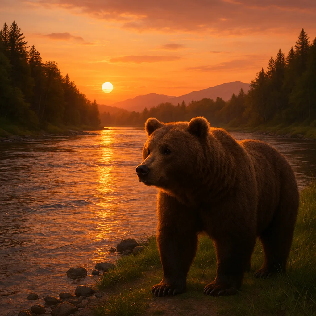 Sunset Where a Brown Bear