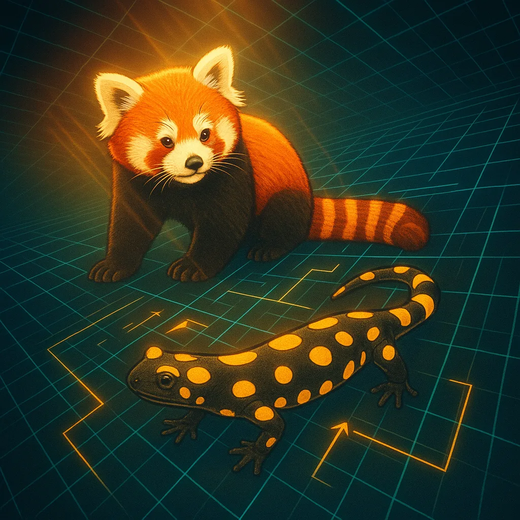 Diagrammatic and Informational Scene Presents Two Distinct Subjects—a Lesser Panda