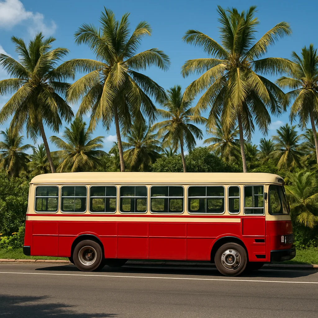 Bus with Cream and Red Colors