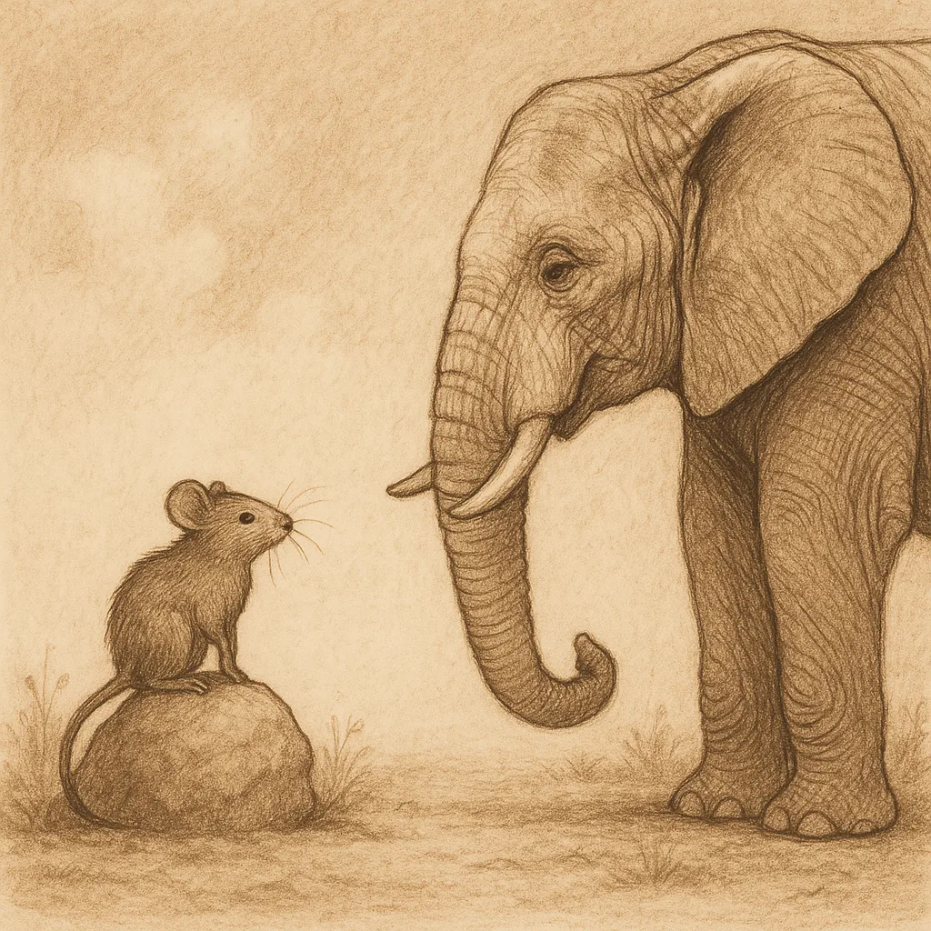 Mouse Standing Atop a Small Rock on the Left Side