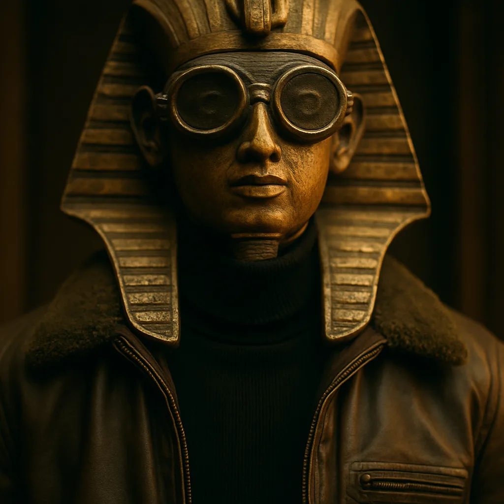 Detailed Photograph Focused on a Statue of a Pharaoh Dressed