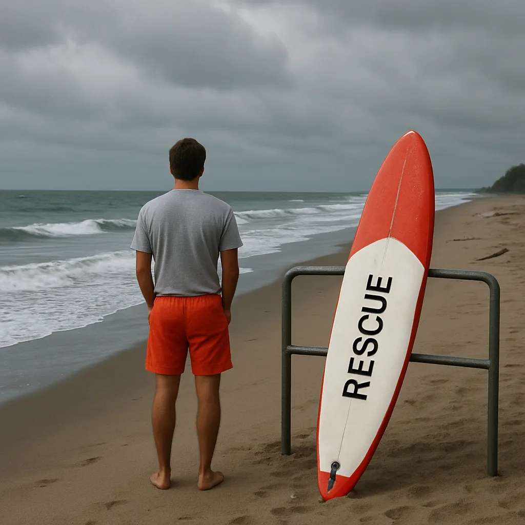 Lone Individual Stands on a Deserted Beach