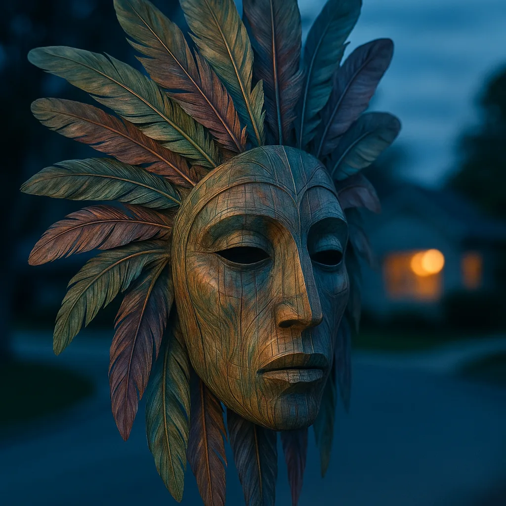 Single Mysterious Carved Wood Mask