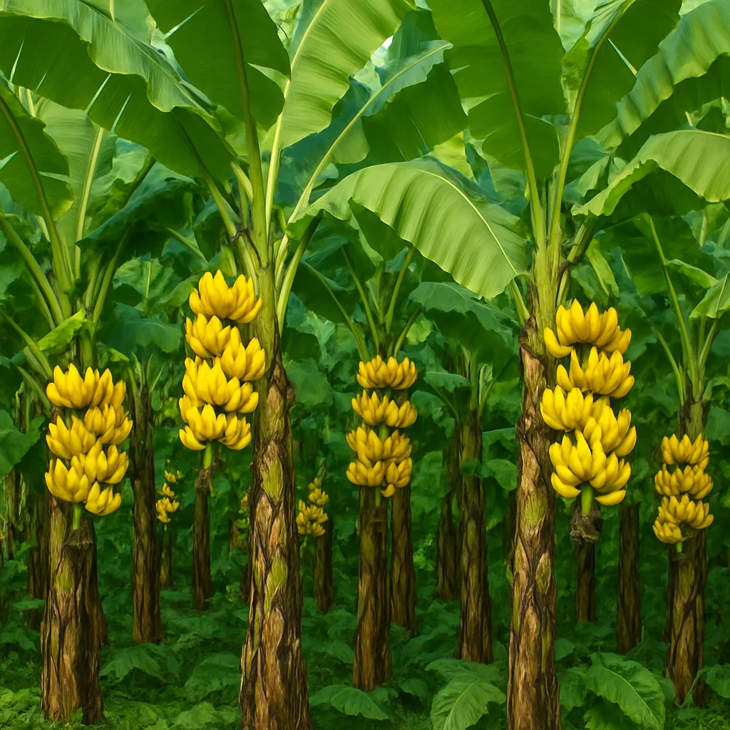 Thriving Plantation of Banana Trees