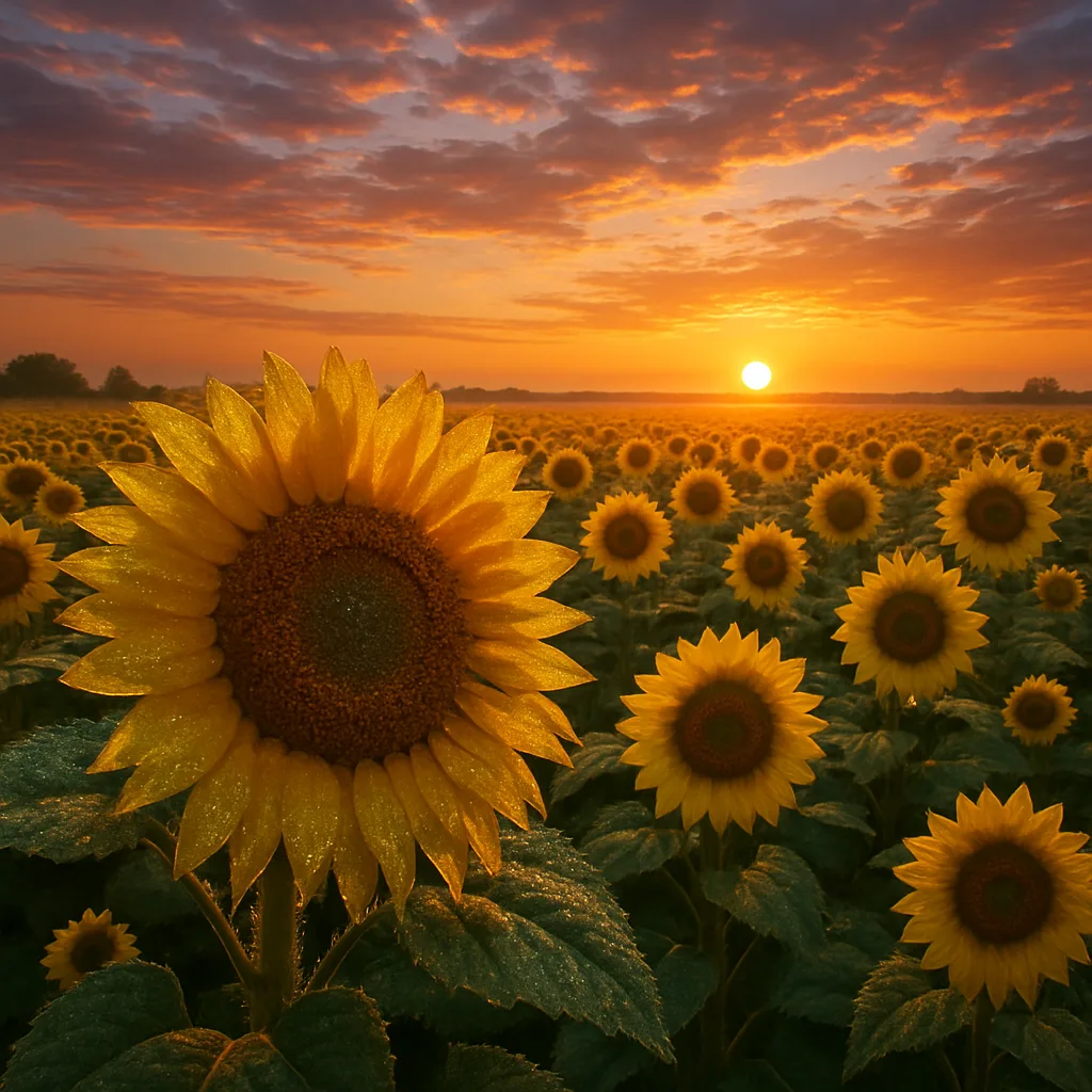 Field of Golden Sunflowers Sparkles