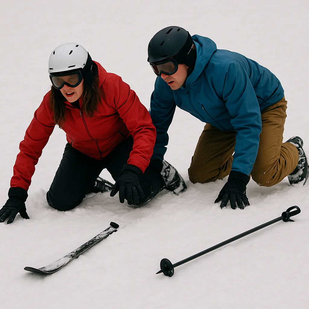 Ski Pole Lies on the Snowy Ground