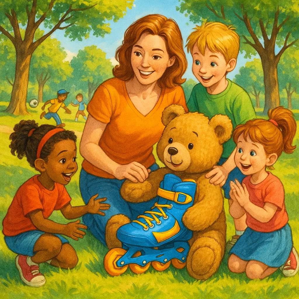 Lively Depiction of Individuals Engaging with a Teddy Bear