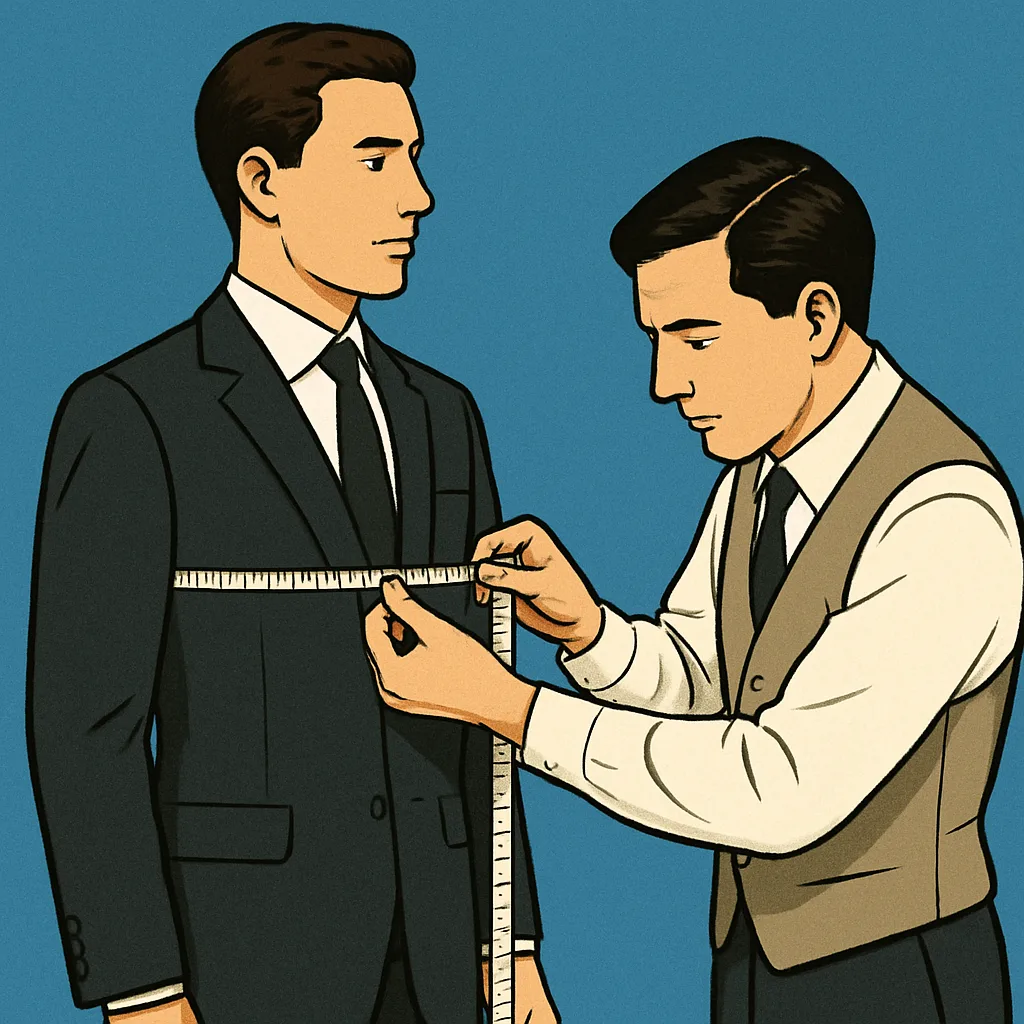 Tailor Measuring the Suit of a Standing Figure