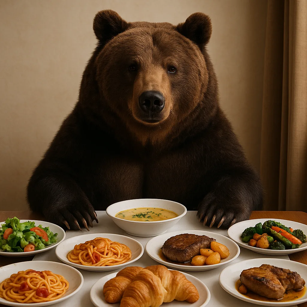 Bear Seated at a Dining Table