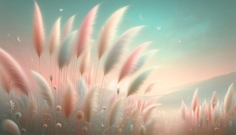 Dreamy Pastel Pampas Grass Landscape