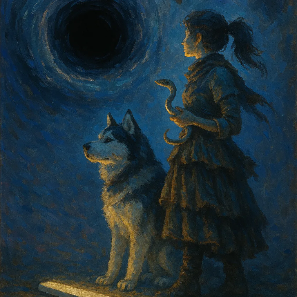 Diminutive Female Nomad—her Form Rendered in an Impressionistic Painting Style