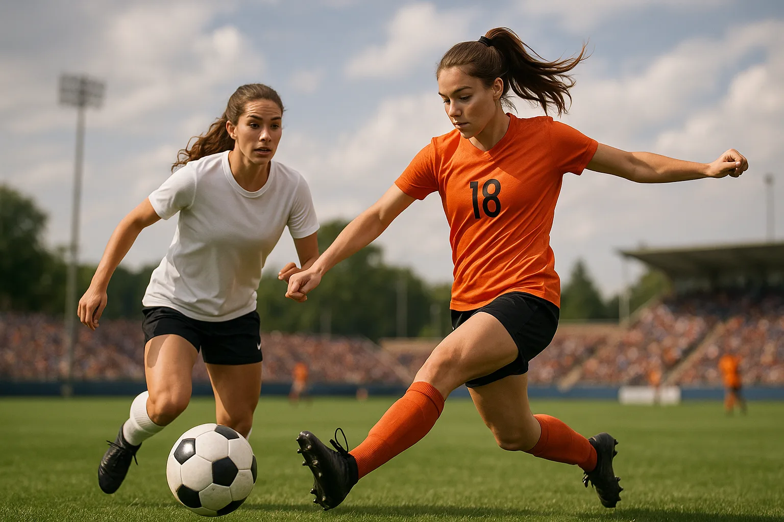 Two Female Soccer Players in Action