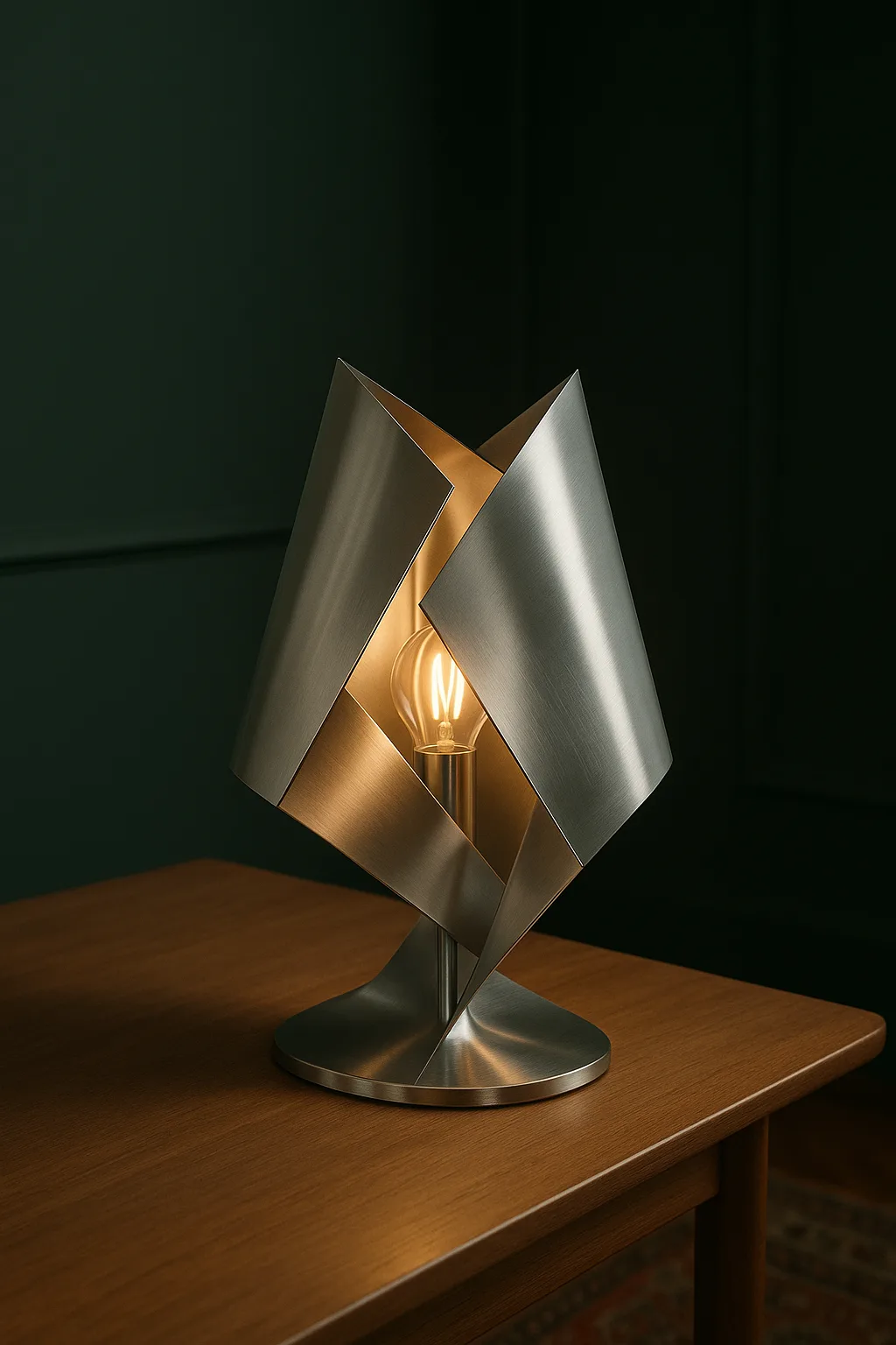 Simple Table Lamp Made of Polished Metal