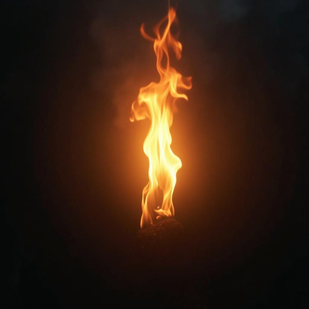 Sacred Flame in Grainy Cinematic Chiaroscuro