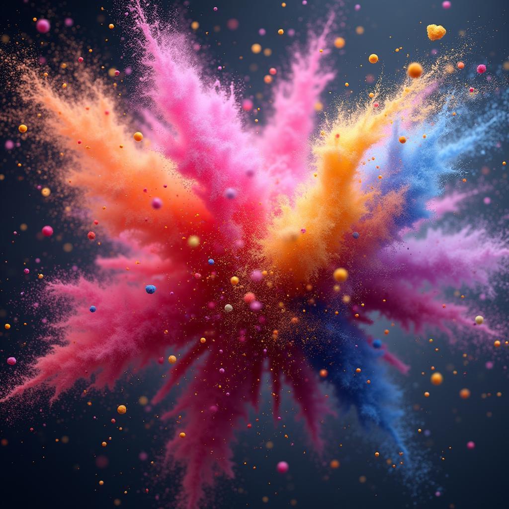 Anime Color Powder Burst Over Cyberpunk Streets