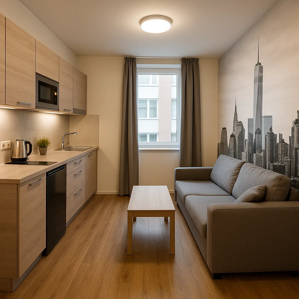 Small Modern Studio Apartment with a Kitchenette