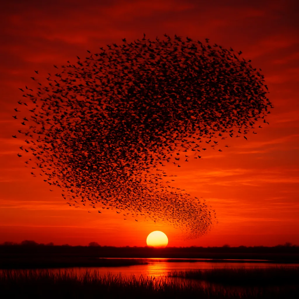 Vast Flock of Migratory Birds Forms a Dynamic