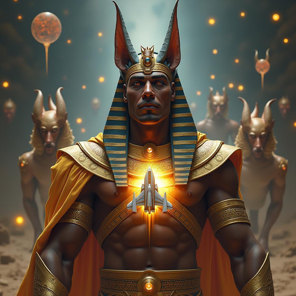 Crowned Anubis Bearing a Space Shuttle
