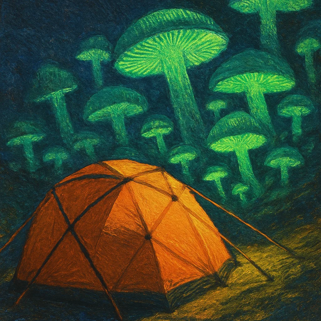 Lone Bright Orange Geodesic Dome Mountain Tent