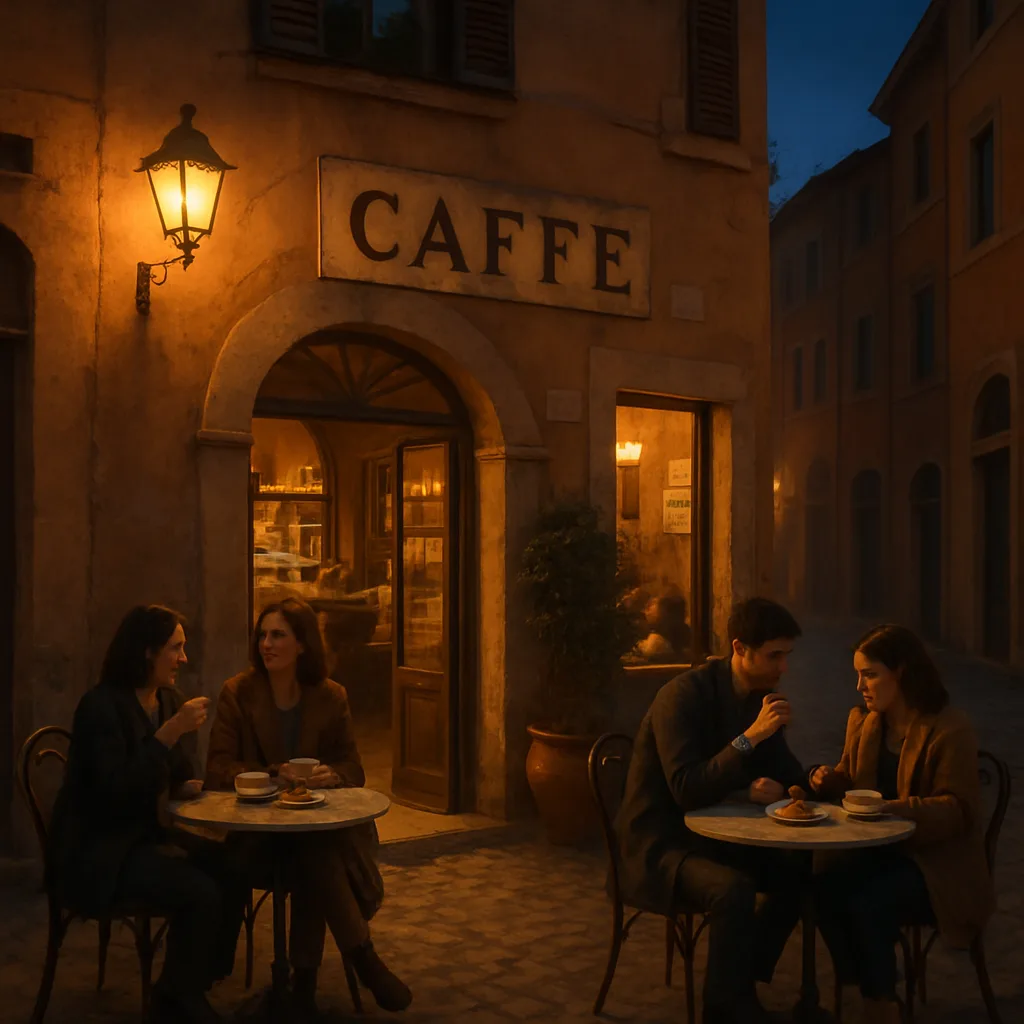 Snug Cafe Welcomes Guests Enjoying Espresso or Nibbling on Delicate