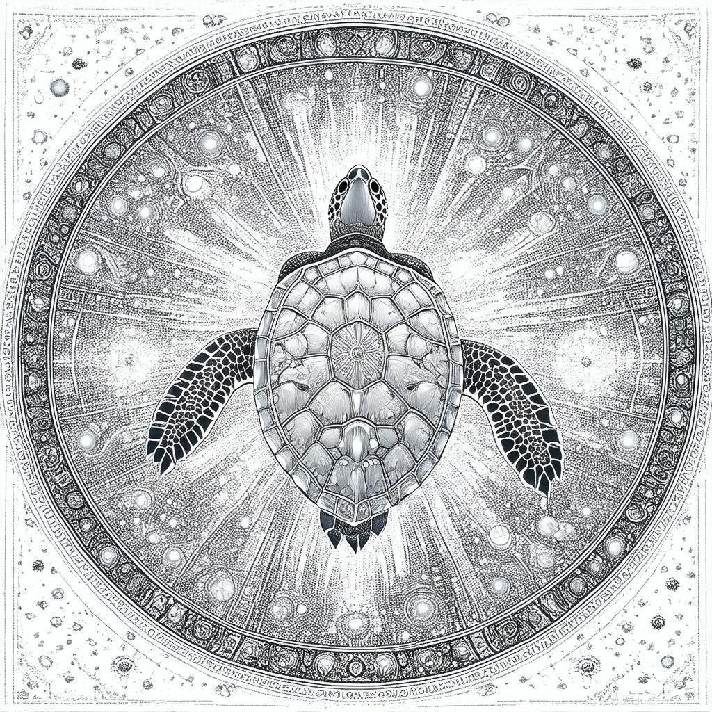 Celestial Turtles in Stark Black and White