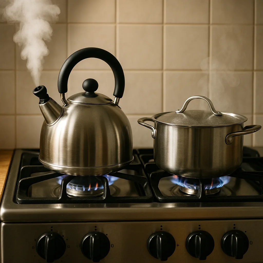 Tea Kettle Letting Out a Whistle