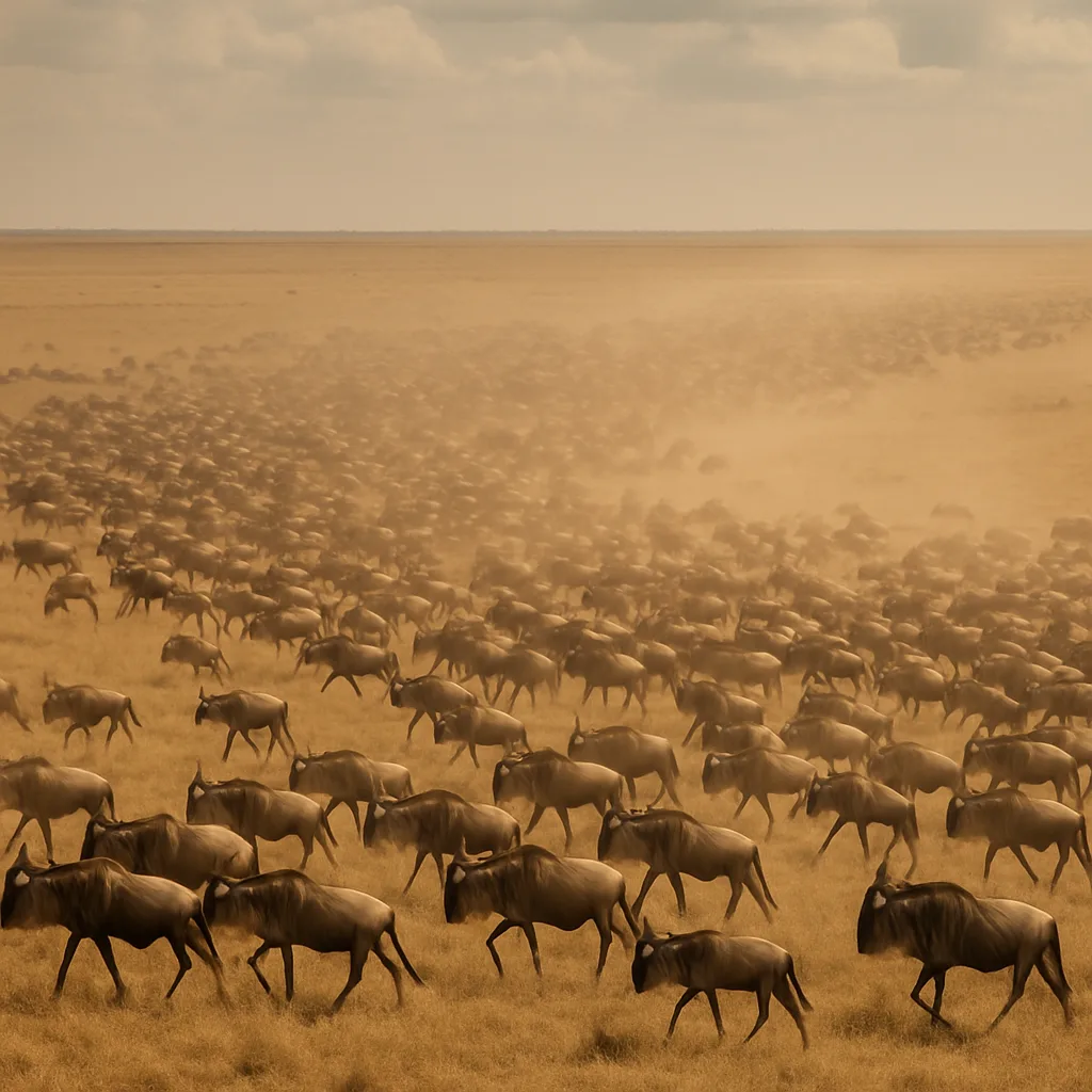 Immense Herd of Wildebeest Stretches