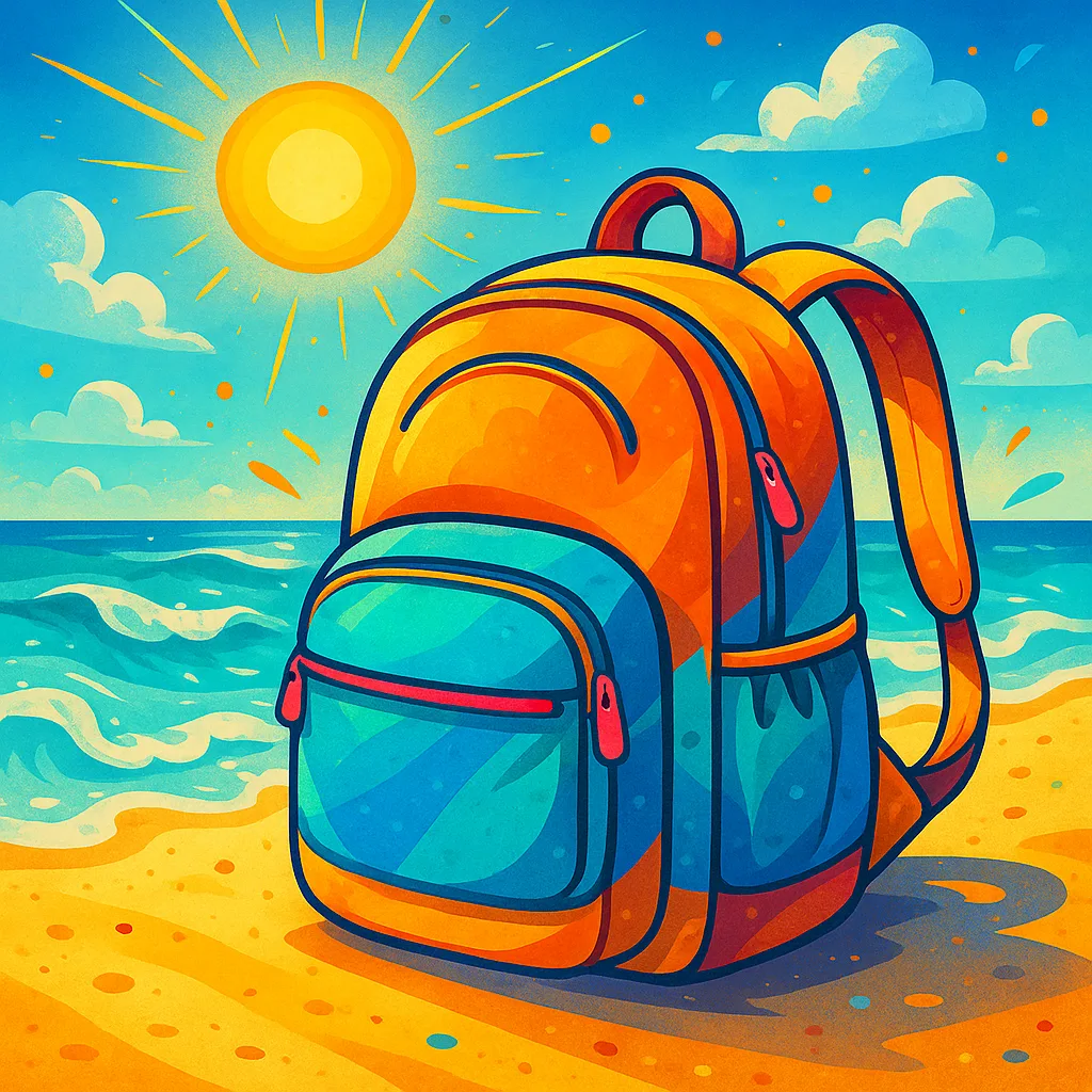 Lively Depiction of a Chic Backpack Resting on a Sunny