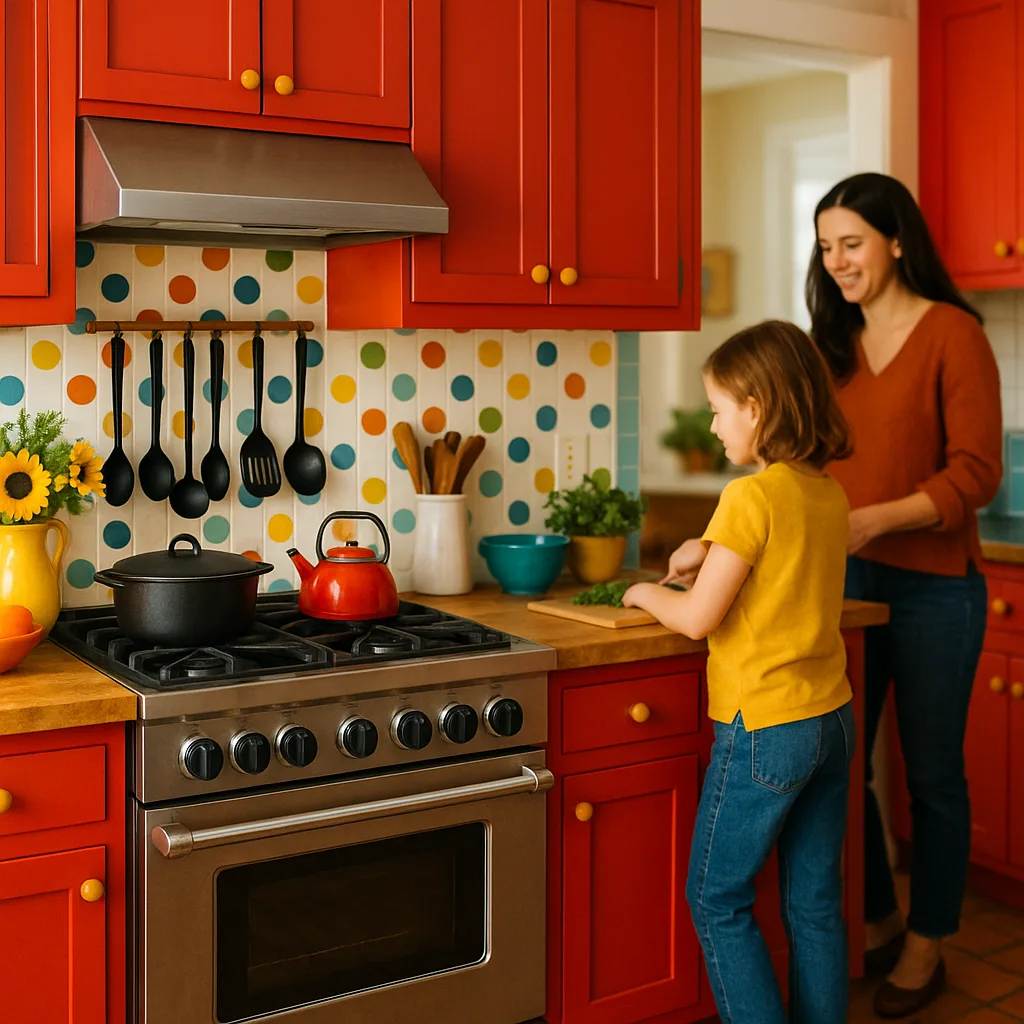 Vibrant Kitchen with Red Cabinets