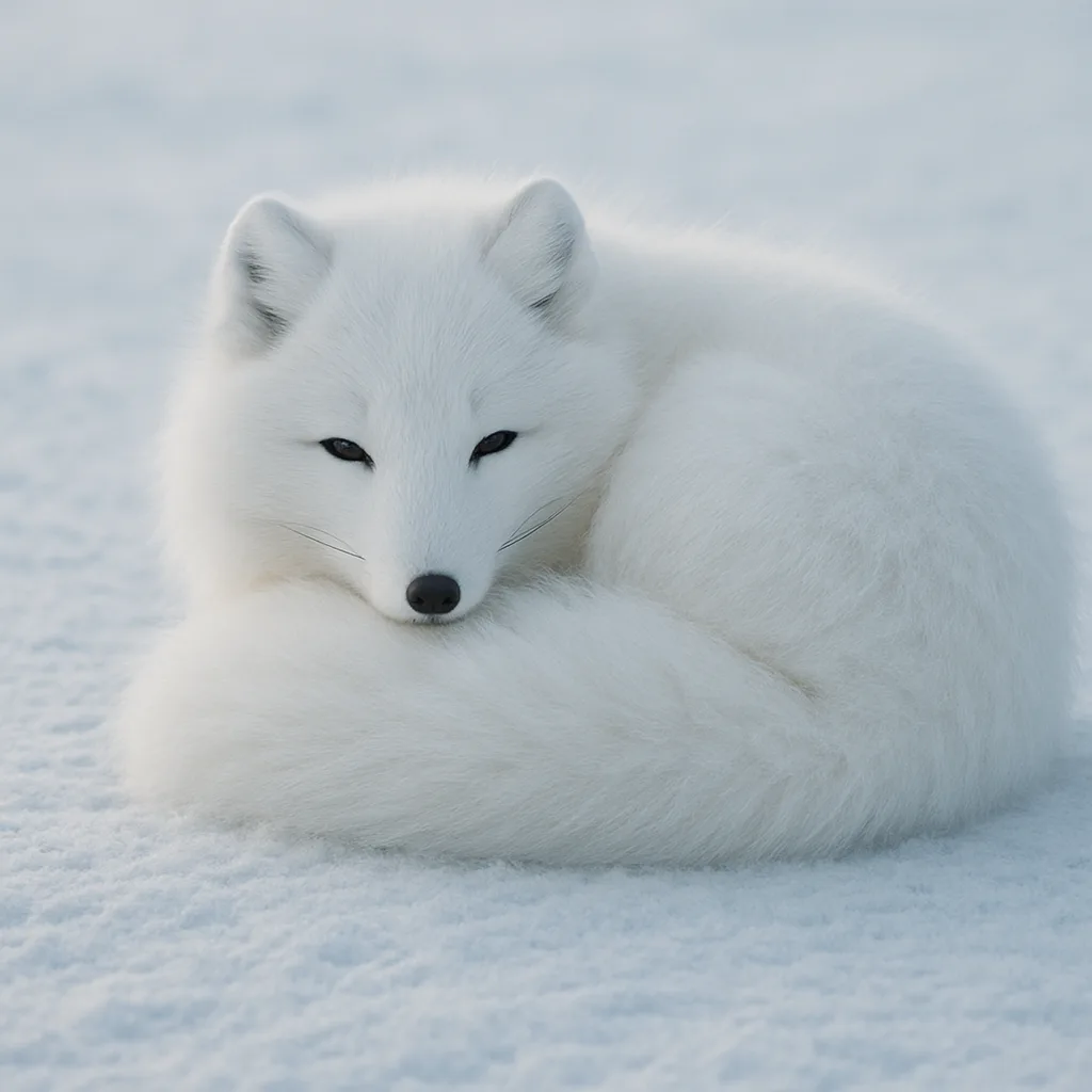 Winter-coated Arctic Fox Nestled in its Soft Fur