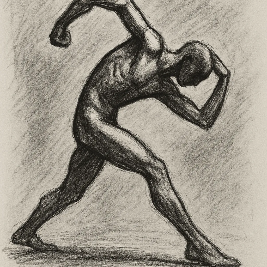 Figure Stands in an Energetic Pose