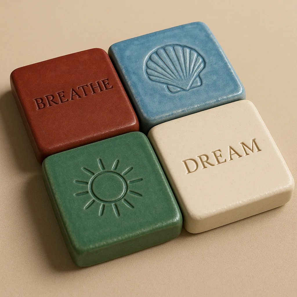 Ultra-realistic 3D Rendering of Four Ceramic Tiles Arranged