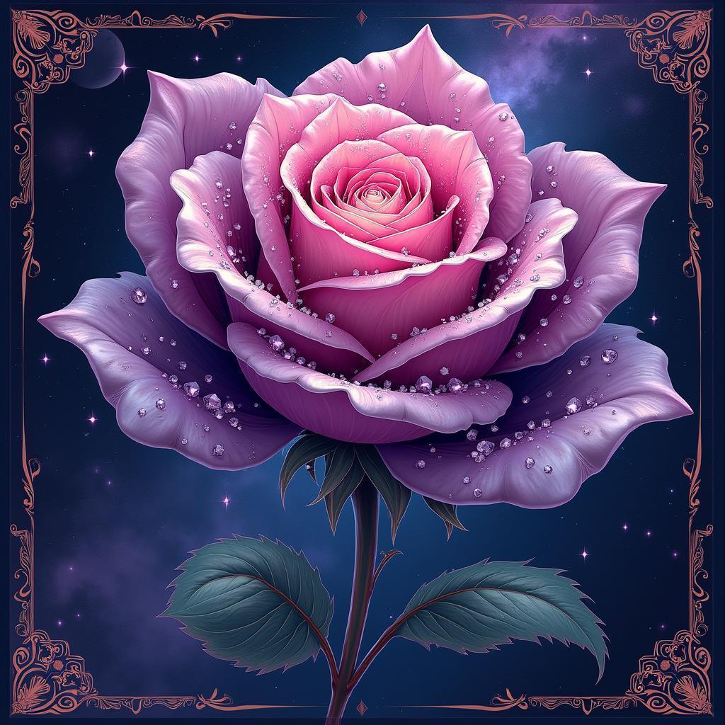 Cosmic Rose With Crystalline Nebula Petals