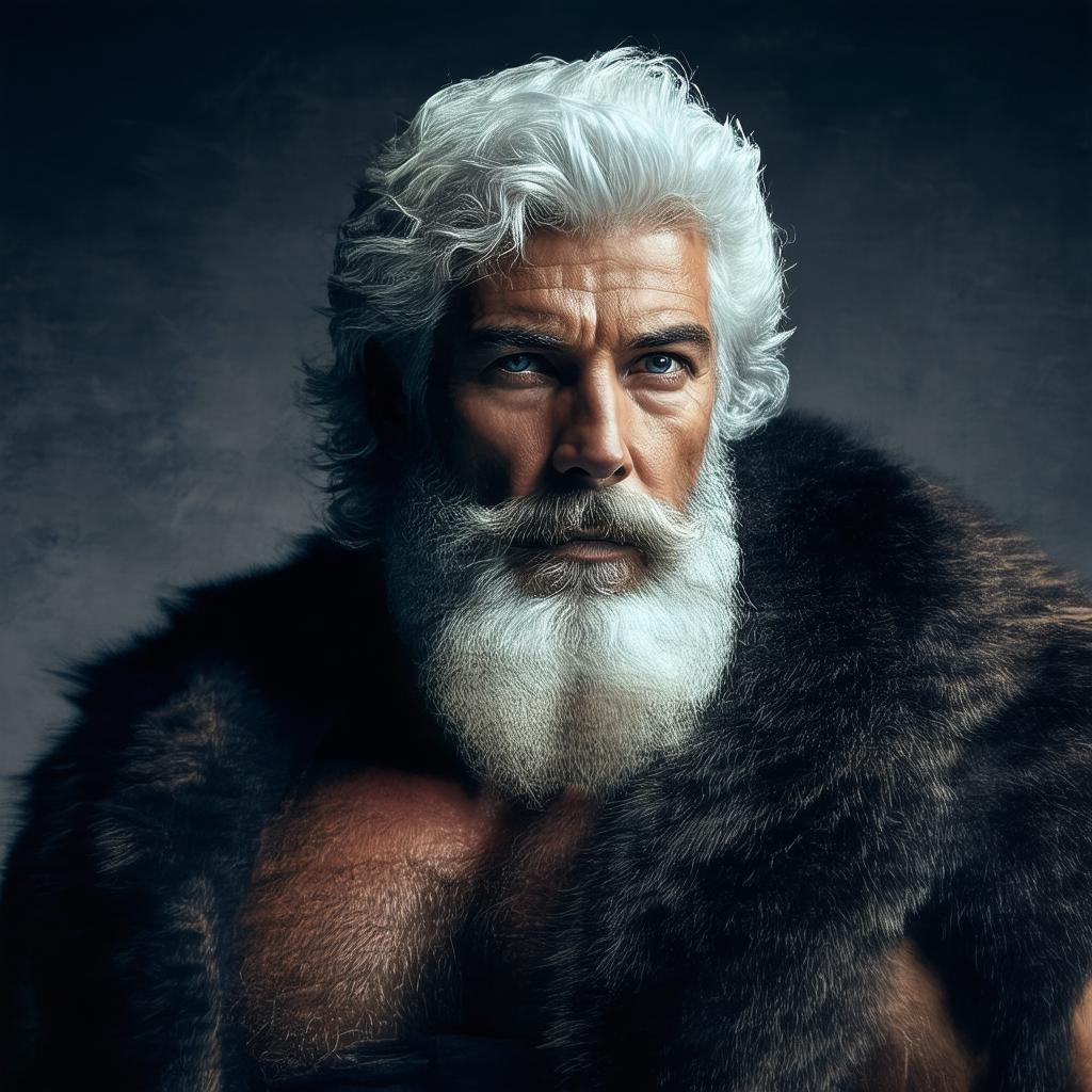 Bearded Elder Draped in Bear Skin