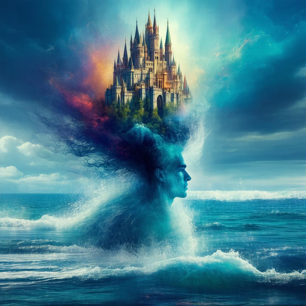 Surreal Man Crowned With a Castle