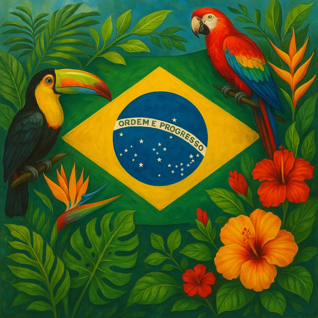 Brazil's National Flag in a Lively Scene